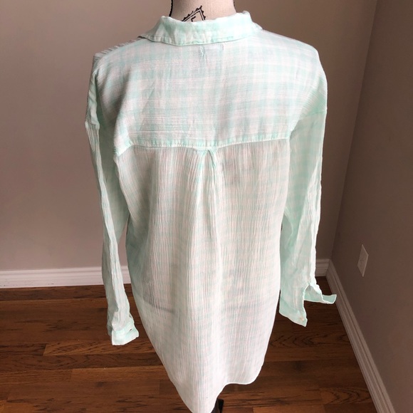 Aerie Long Sleeve Mint Green Tunic Button Up M - Picture 4 of 8